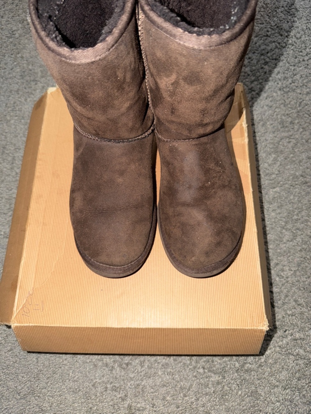 UGG Women's Chocolate Brown Suede Short Winter Boots